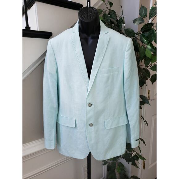 INC International Concepts Blazer Jacket Mens M Teal Single Breasted Regular Fit - Picture 1 of 15